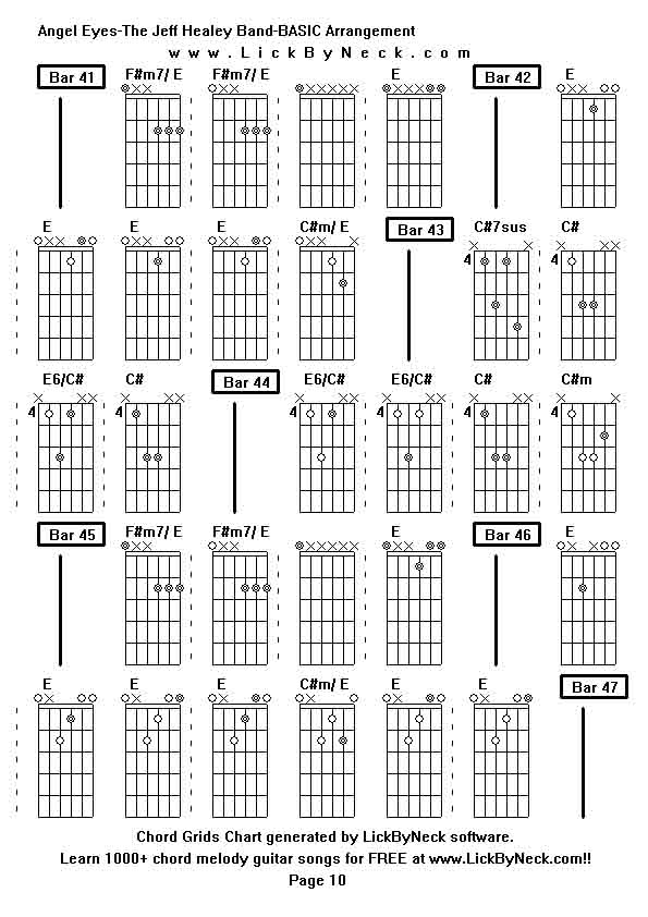 Chord Grids Chart of chord melody fingerstyle guitar song-Angel Eyes-The Jeff Healey Band-BASIC Arrangement,generated by LickByNeck software.